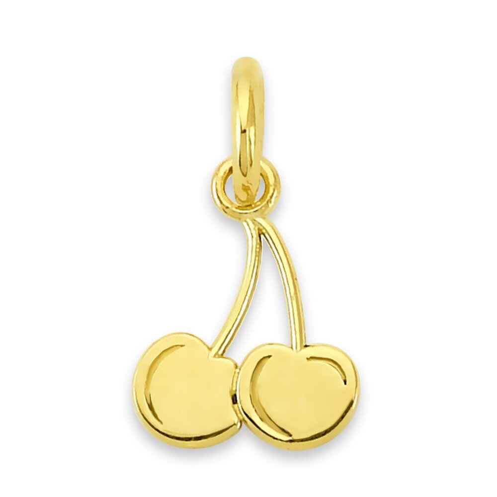 Solid 10k Gold Cherry Charm - Cute Summer Jewelry Gifts for Her